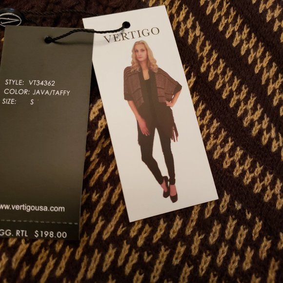 Vertigo Allover Print Fringe Kimono Cardigan NWT - Picture 4 of 16